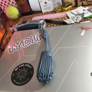 Portland Leather Blue Tassel Purse Charm